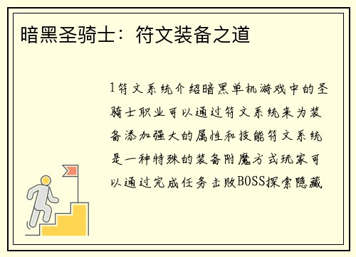 暗黑圣骑士：符文装备之道